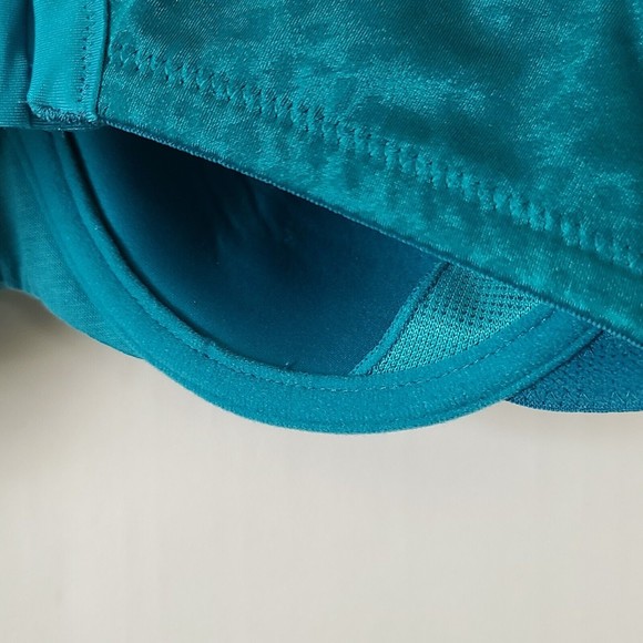 Barely Breezies Teal Blue Leopard Print Full Coverage Bra Size 32C A231957 EUC - Picture 7 of 8